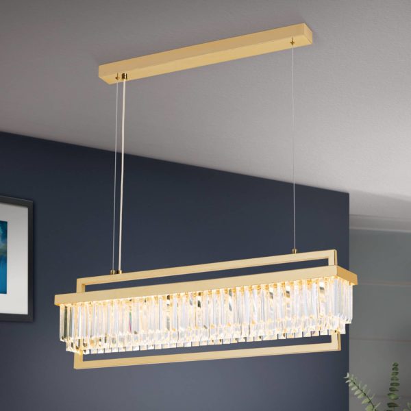Orion Suspension LED Prism, allongée, dorée Orion