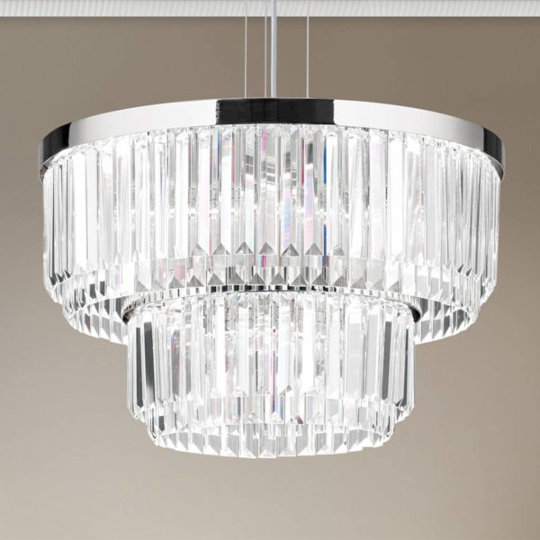 Orion Suspension LED Prism, ronde, Ø 55 cm, chromée Orion