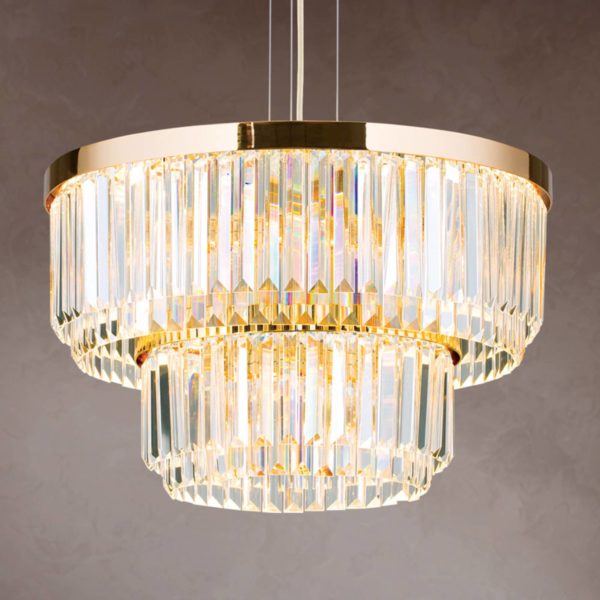 Orion Suspension LED Prism, ronde, Ø 55 cm, dorée Orion