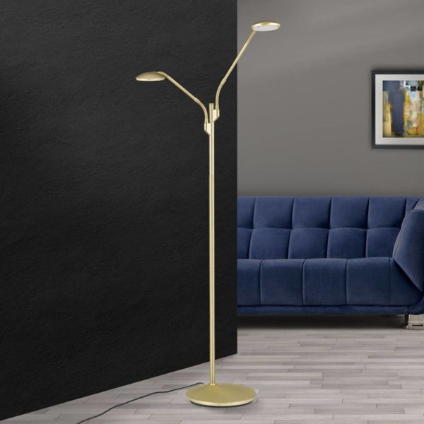 Orion Lampadaire LED Cobra à 2 lampes, laiton-mat Orion