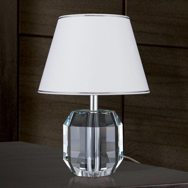 Orion Lampe à poser Alexis avec cristaux, chromé/blanc Orion