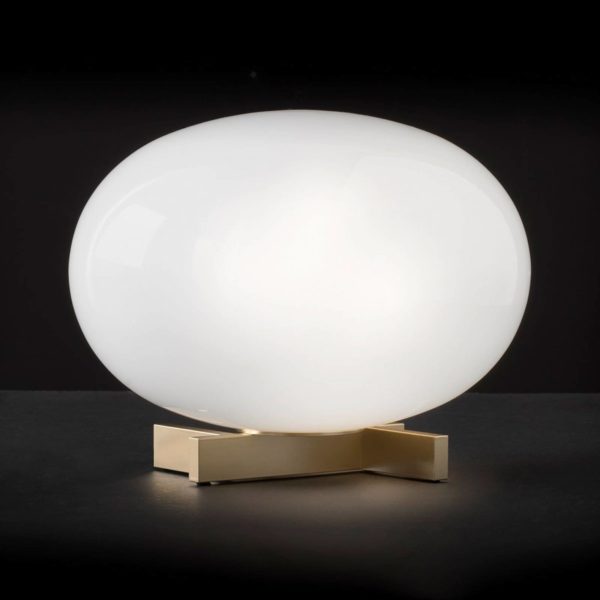 Oluce Alba – lampe à poser dimmable en verre opale Oluce