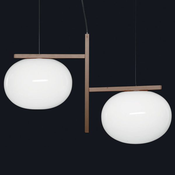 Oluce Alba – suspension avec 2 abat-jour en verre Oluce