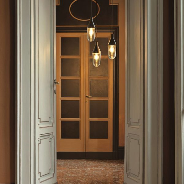 Suspension Oluce Niwa en verre et aluminium Oluce
