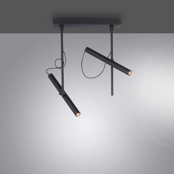 PURE Tutua plafonnier LED, à 2 lampes, noir Pure