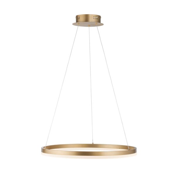 Paul Neuhaus Suspension LED Titus, ronde, Ø 60 cm, laiton mat PAUL NEUHAUS