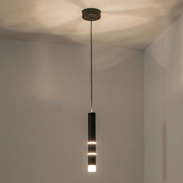 PURE Vega suspension LED, un cylindre, noir Pure