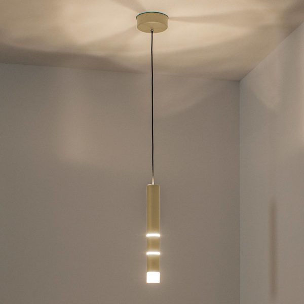 PURE Vega suspension LED, un cylindre, laiton Pure