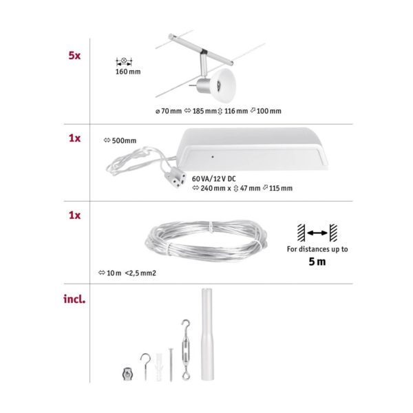 Paulmann Wire Sheela système câble 5l. 5 m chrome Paulmann