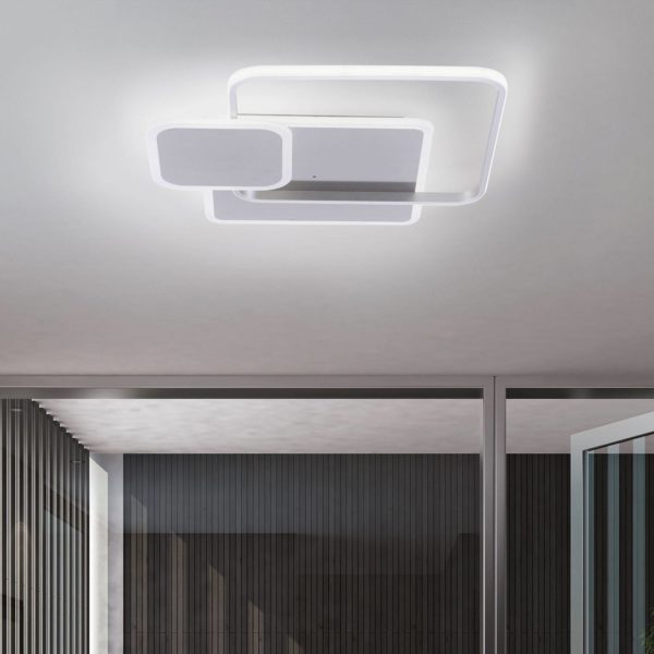 Paul Neuhaus Plafonnier LED Emilio avec télécommande, angulaire PAUL NEUHAUS
