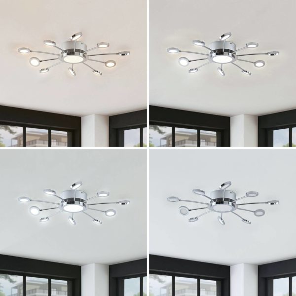 Lindby Plafonnier LED chromé Meru, lumière variable LINDBY