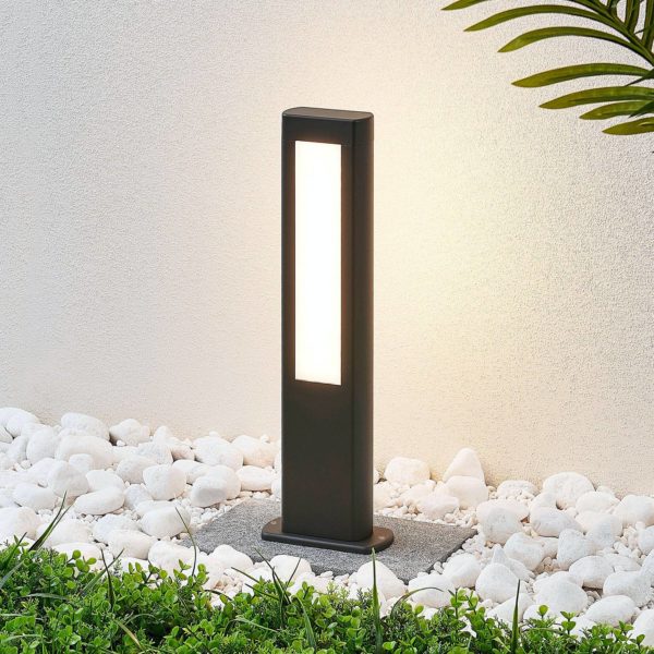 Lucande Potelet LED Mhairi, carré, gris foncé, 50 cm LUCANDE