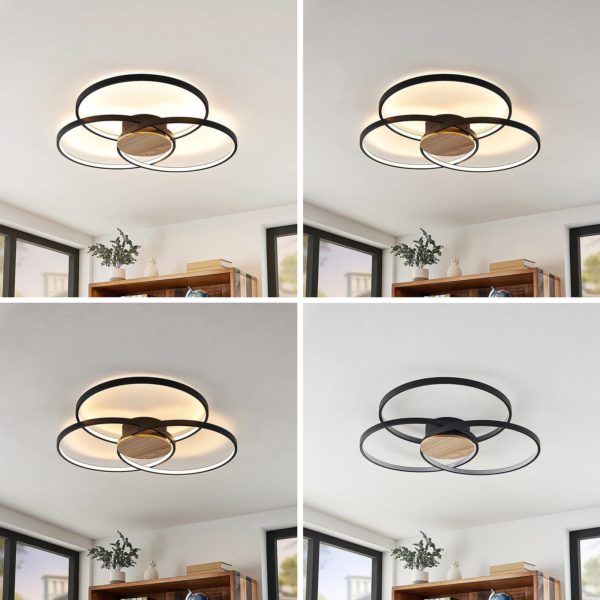 Lindby Riley plafonnier LED, dimmable, noir LINDBY