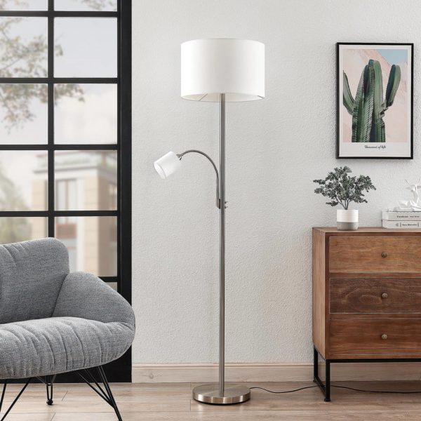 Lindby Jaileen lampadaire en tissu, liseuse, blanc LINDBY