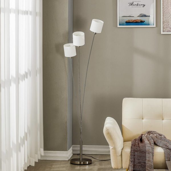 Lindby Kyden lampadaire, à trois lampes, blanc LINDBY