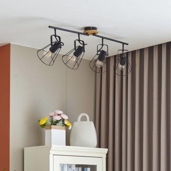 Lindby Riano spot, cage, noir, à quatre lampes LINDBY