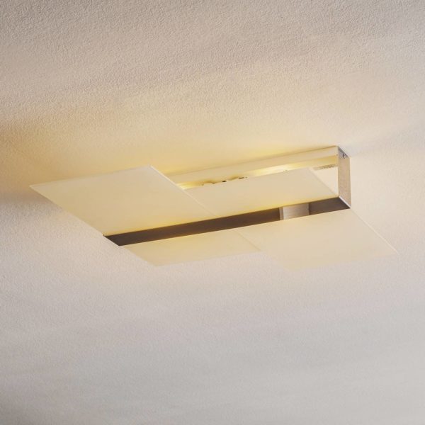 SOLLUX LIGHTING Plafonnier Shifted, deux sections de verre, chromé SOLLUX LIGHTING