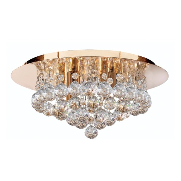 Searchlight Plafonnier Hanna avec boules de cristal, 35 cm or Searchlight