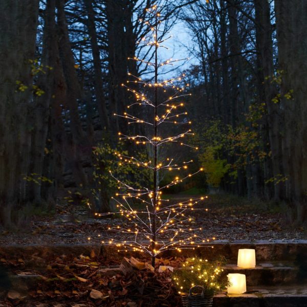 Sirius Arbre LED Isaac hauteur 210 cm brun, blanc enneigé Sirius