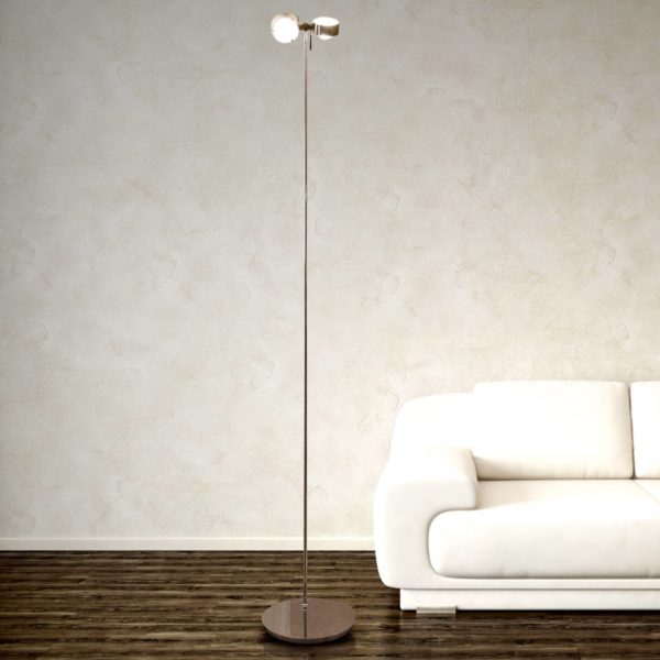Top Light Lampe sur pied flexible PUK FLOOR, chrome mat, à 2 lampes. Top Light