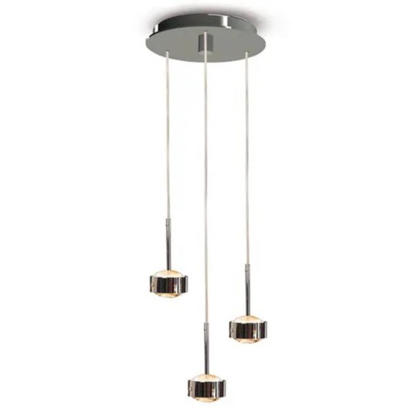 Top Light Suspension LED Puk Drop Trio, chrome mat Top Light
