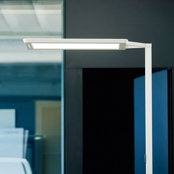 Waldmann Lampadaire LED Yara.single 4 000K, BT, PIR, argent Waldmann