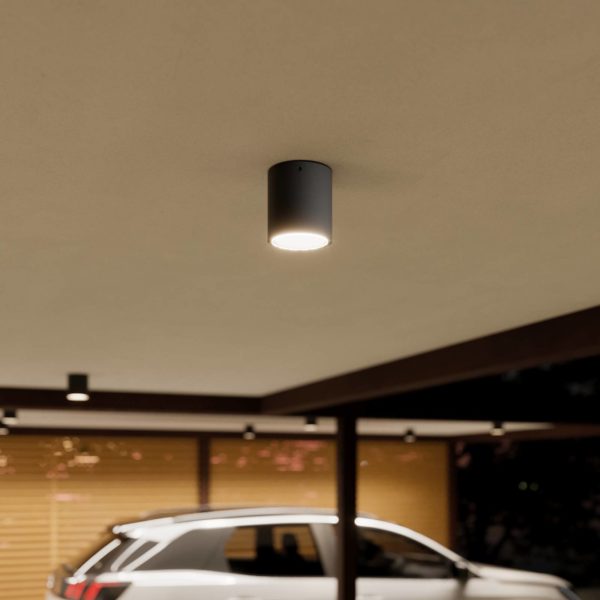 Lucande Spot de plafond LED Meret pour l’extérieur, IP54 LUCANDE