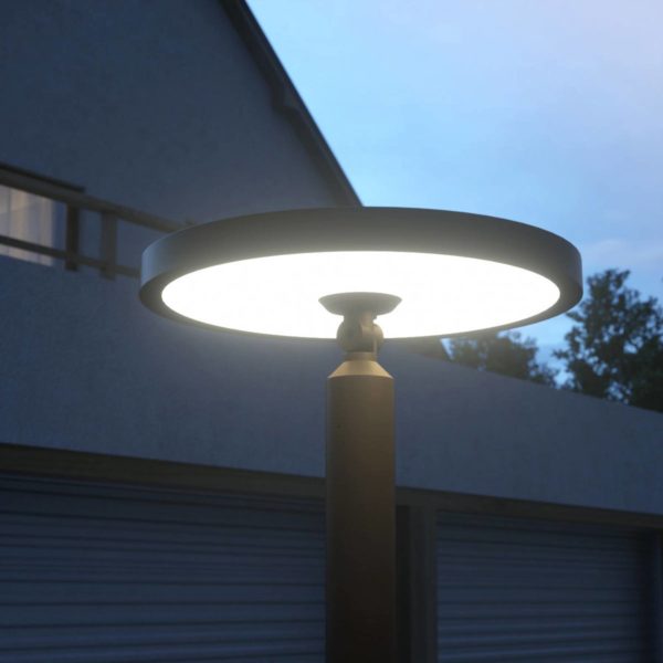 Lucande Luminaire d’extérieur LED Akito, aluminium, gris graphite, 220 cm, IP54 LUCANDE