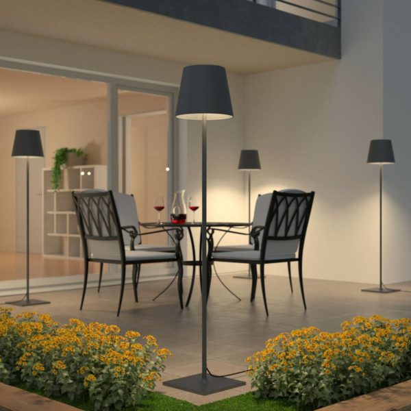 Lucande Luminaire de terrasse Andrei, abat-jour gris foncé LUCANDE