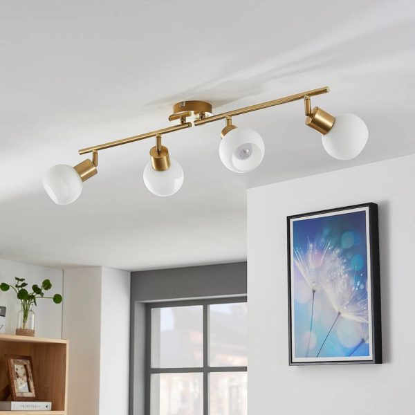 Lindby Plafonnier Elaina à 4 lampes, laiton LINDBY