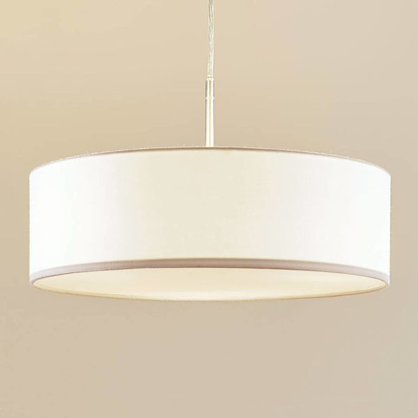 Suspension Lindby Sebatin, Ø 40 cm, blanc, tissu, E27 LINDBY