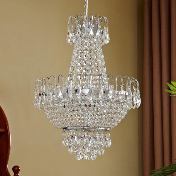 Lindby Suspension en cristal Casparia, chromé brillant LINDBY