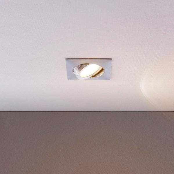 Lindby Spot encastré LED Andrej, angulaire, chromé LINDBY