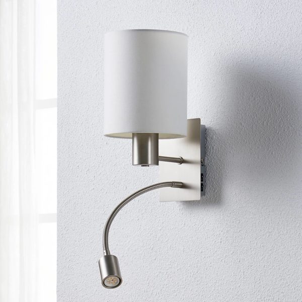 Lindby Applique en tissu Shajan avec liseuse LED LINDBY