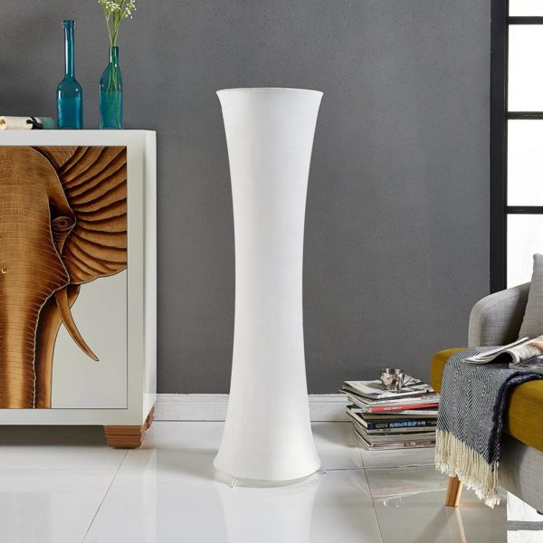 Lindby Lampadaire en tissu Liana de forme concave LINDBY