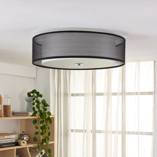 Lindby Tobia plafonnier en tissu, organza noir LINDBY