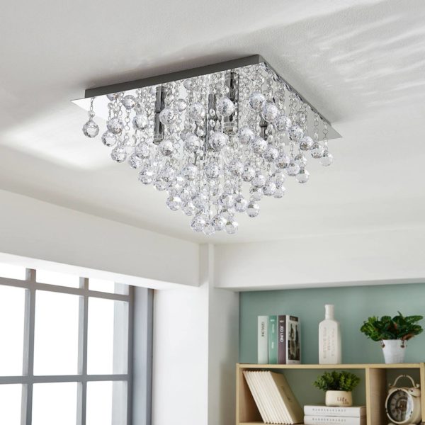 Lindby Annica – Plafonnier angulaire à breloque acrylique LINDBY