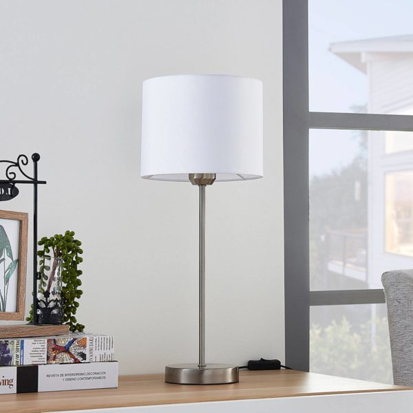 Lindby Lampe à poser blanche Annatina en tissu LINDBY