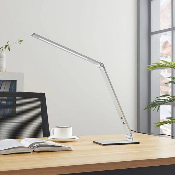Lucande Lampe de bureau LED Nicano alu avec variateur LUCANDE