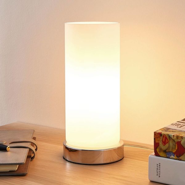 Lindby Lampe à poser Elianna en verre, socle chromé LINDBY