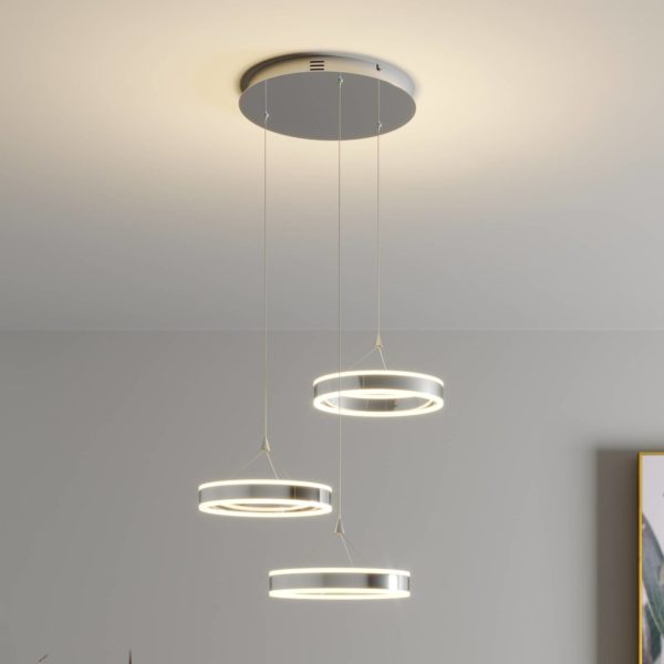 Lucande Suspension LED Lyani, 3 anneaux LUCANDE