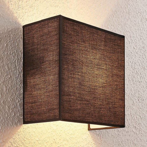 Lindby Applique murale en tissu Adea, 25 cm, carrée, noire LINDBY