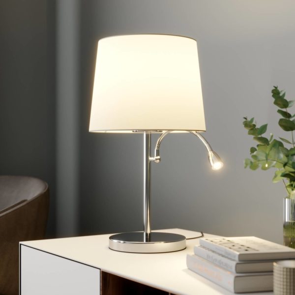 Lindby Lampe à poser tissu Benjiro à liseuse LED LINDBY