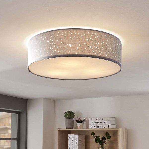 Lindby Plafonnier Umma, directement au plafond, gris LINDBY