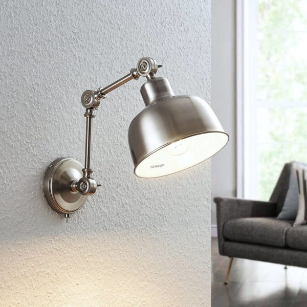 Lindby Applique Rosita, nickel satiné, réglable LINDBY