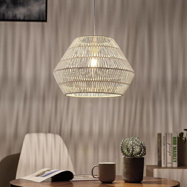 Lindby Suspension filaire Ottavio papier torsadé, blanc LINDBY