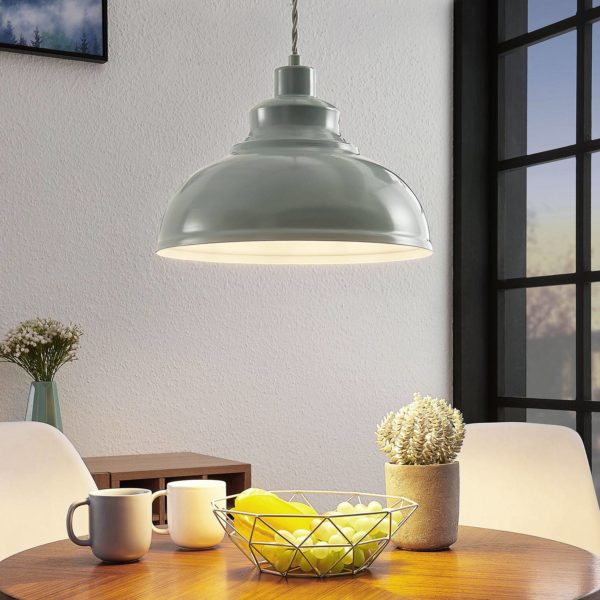 Lindby Suspension vintage Albertine, métal, bleu clair LINDBY