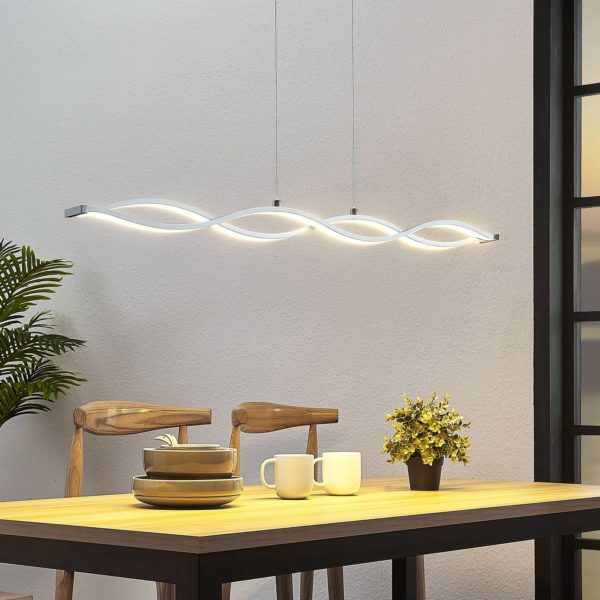 Lucande Suspension linéaire LED Roan, en forme de vague LUCANDE