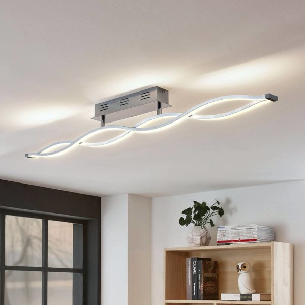 Lucande Plafonnier LED Roan, en forme de vague LUCANDE