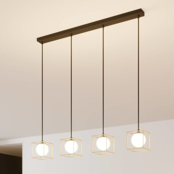 Lindby Suspension Aloam cages et sphères en verre, 4 l. LINDBY